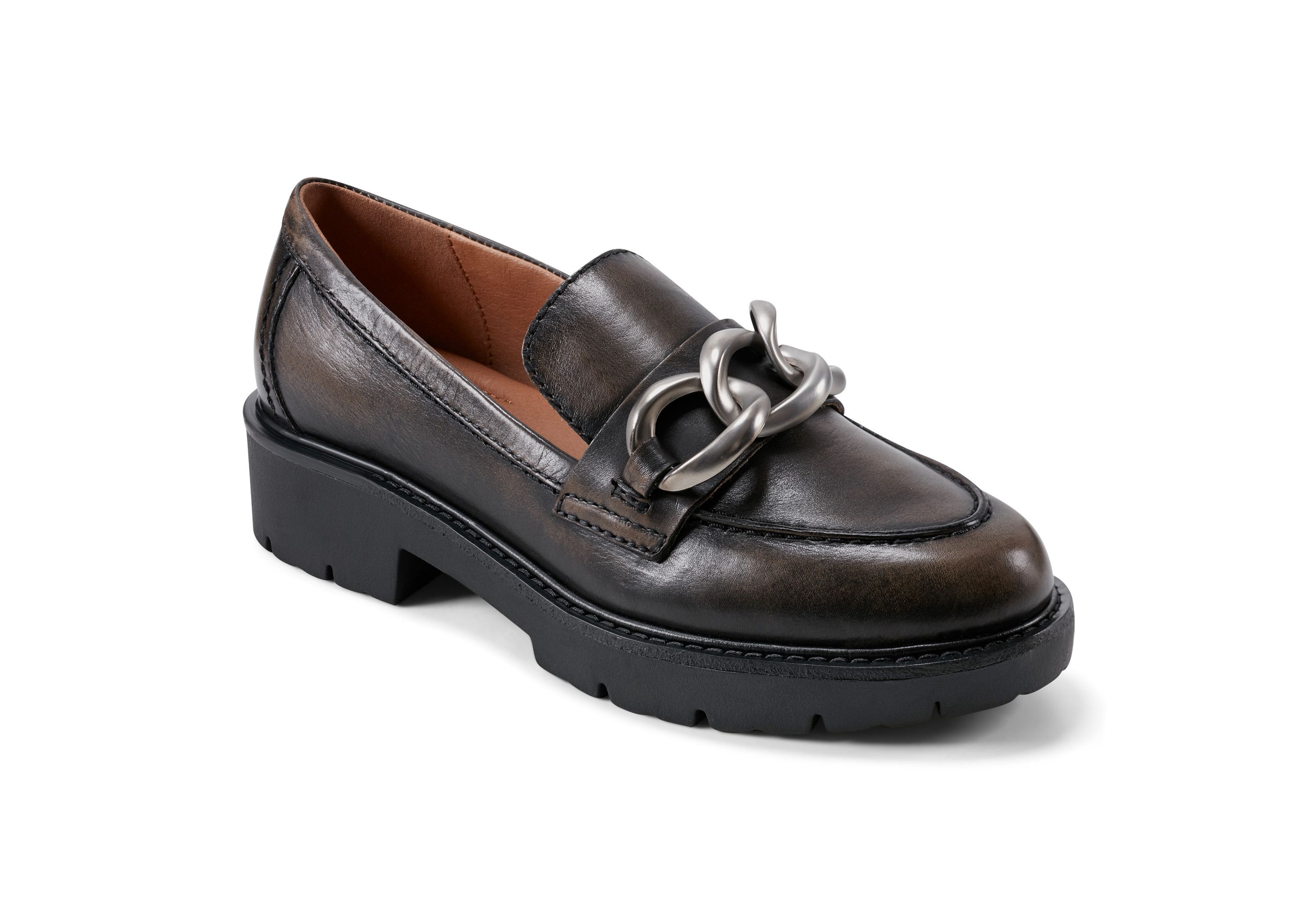 Zalor Round Toe Lug Sole Casual Slip-on Loafers