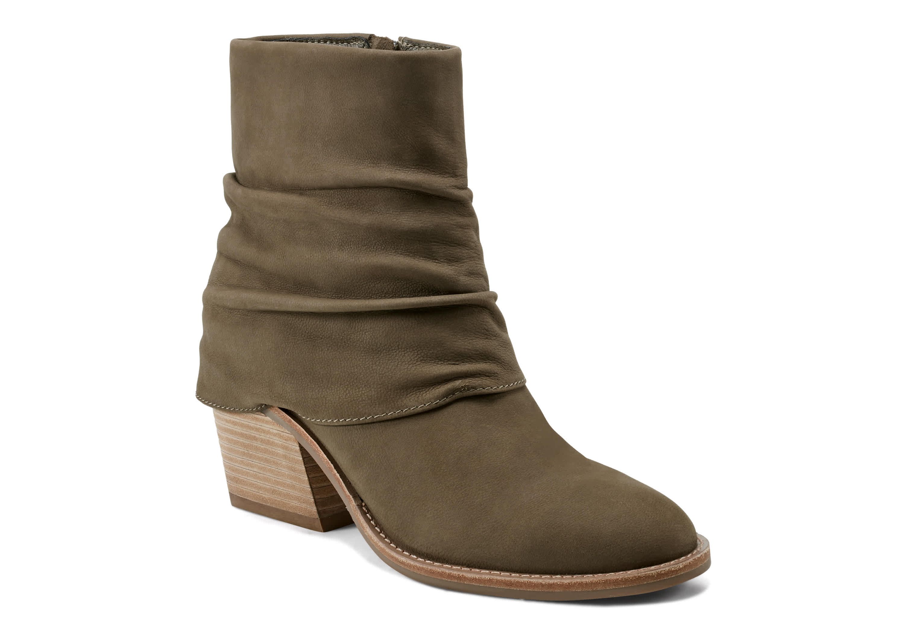Savvy Block Heel Ruched Casual Booties