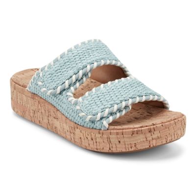 Earth Women's Sprinti Round Toe Slip-on Casual Wedge Sandals, Light Blue, 8M