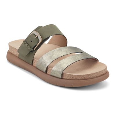 Earth Women's Ayden Open Toe Casual Slip-on Strappy Sandals, Green, 7.5M