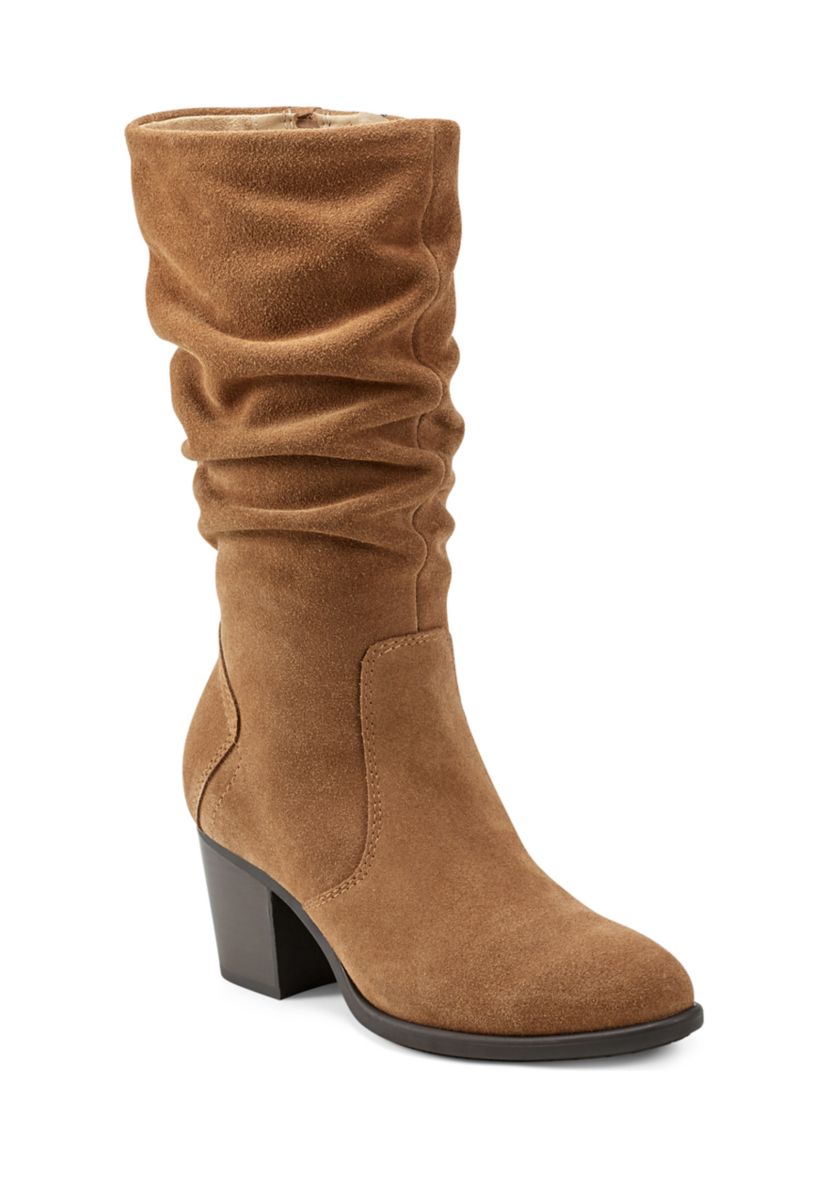 Vine Block Heel Almond Toe Casual Boots