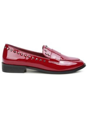 Rag&Co Women's Emilia Patent Stud Penny Loafers, Burgundy, 10M