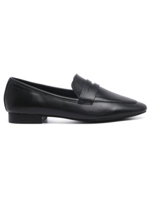 Rag&Co Women's Liliana Classic Leather Penny Loafers, Black, 6M
