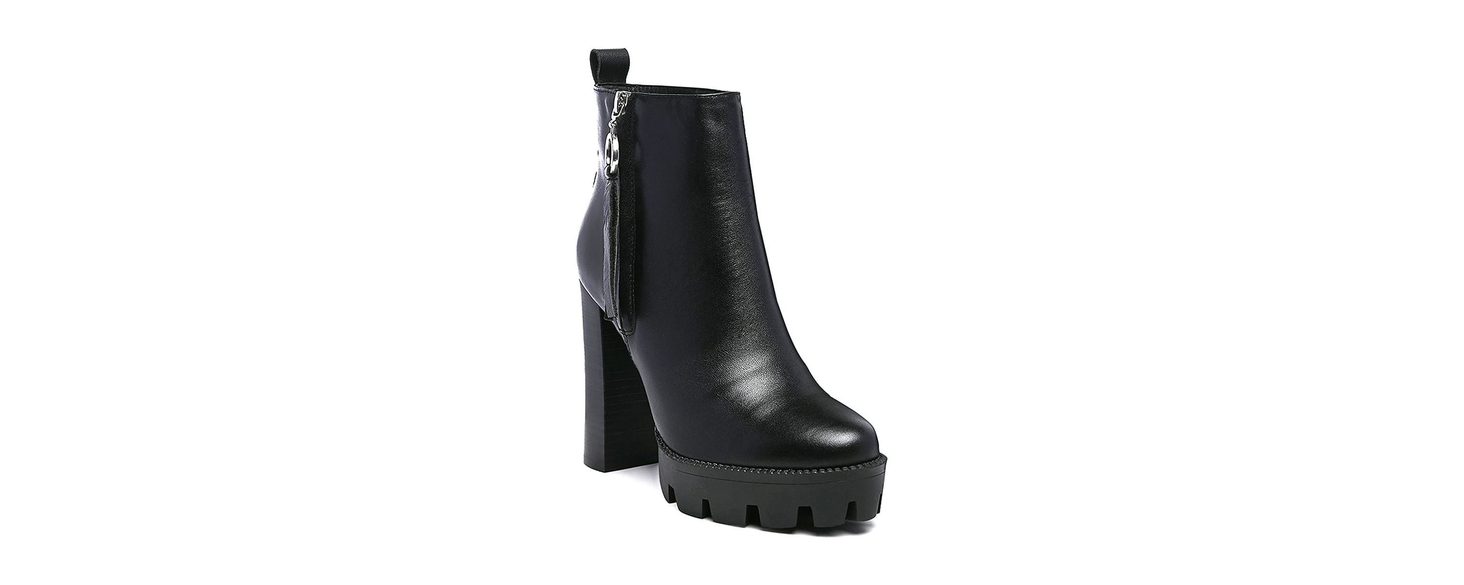 High Heeled Leather Ankle Boot