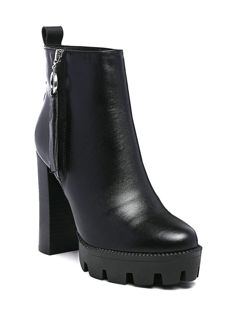 High Heeled Leather Ankle Boot