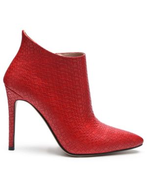 Rag&Co Women's Lolita Woven Texture Stiletto Boot, Red, 7M