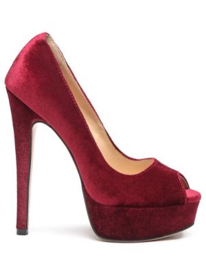 Rag&Co Women's Brielle Peep Toe Stiletto Sandal, Burgundy, 7M