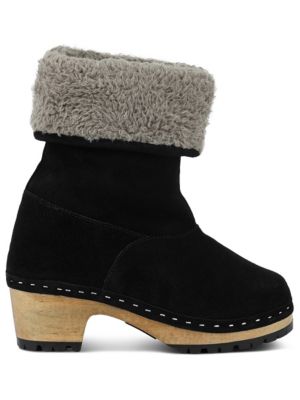 Rag&Co Women's Juglans Fur Collared Ankle Clog Boots In Black, 9.5M