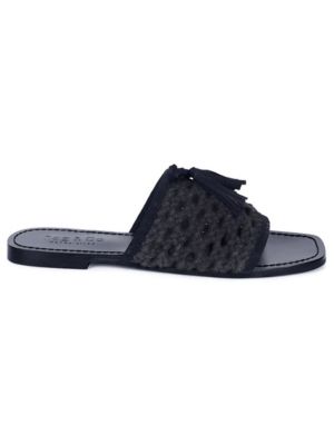 Rag&Co Women's Cedar Handwoven Natural Tassel Flats, Black, 9.5M