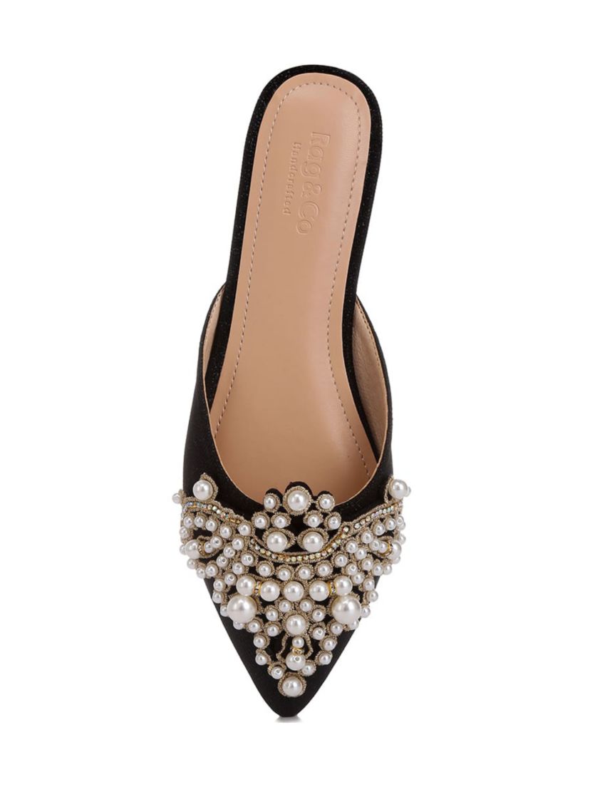 Geode Pearl Embellished Slip On Mules
