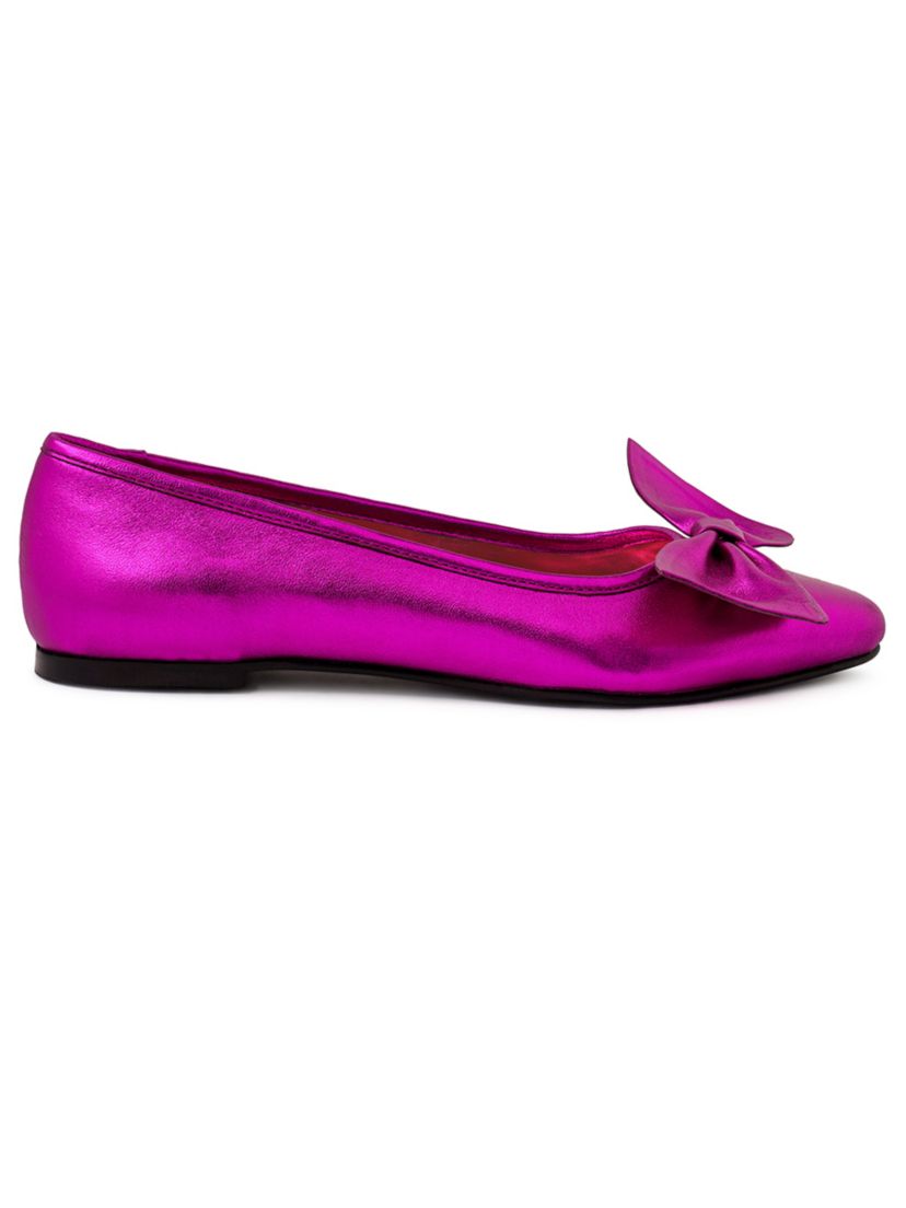 Pie Tribe Blue Metallic Big Bow Ballerinas