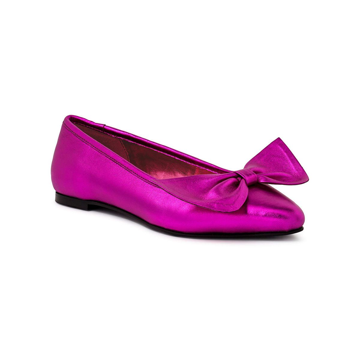 Pie Tribe Blue Metallic Big Bow Ballerinas