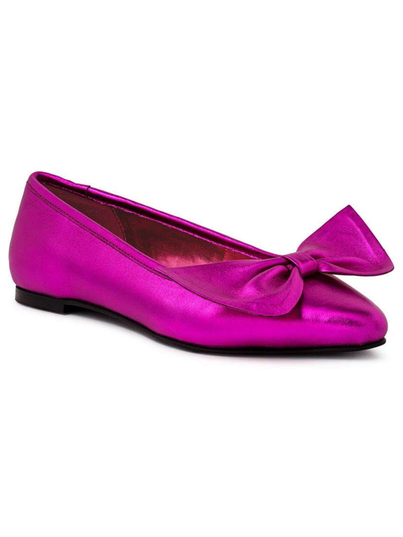 Pie Tribe Blue Metallic Big Bow Ballerinas