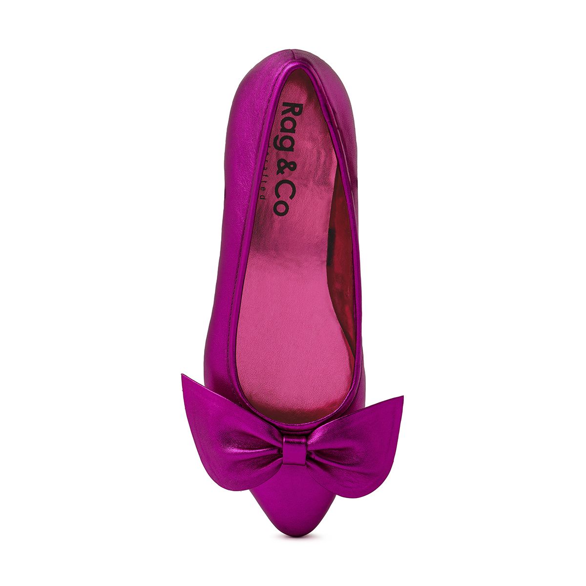 Pie Tribe Blue Metallic Big Bow Ballerinas