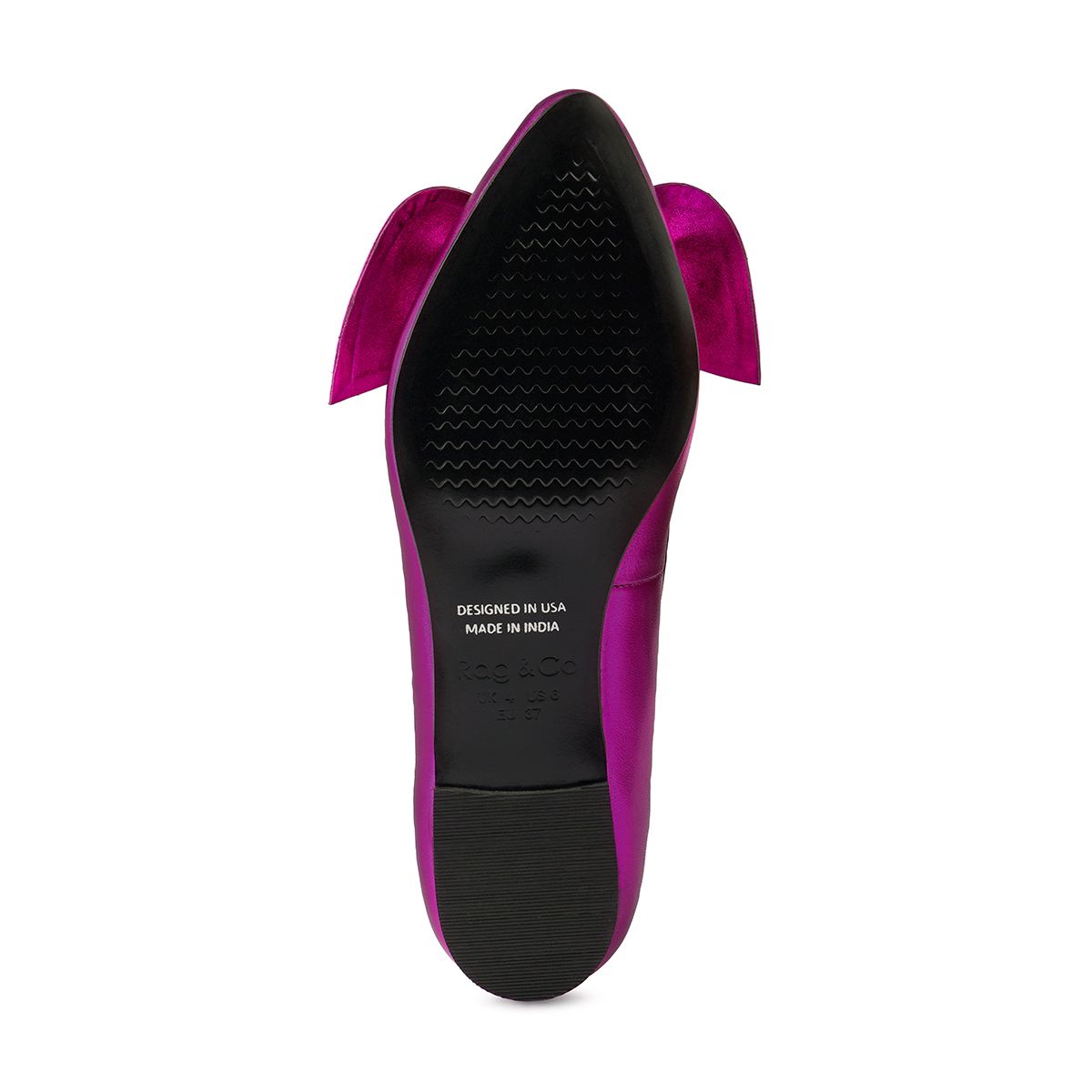 Pie Tribe Blue Metallic Big Bow Ballerinas