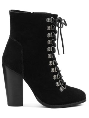 Rag&Co Women's Goose-Feather Antique High Heeled Ankle Boot, Black, 10M