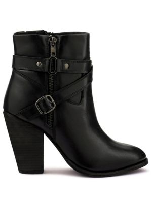 Rag&Co Women's Cat-Track Leather Ankle Boots, Black, 10M