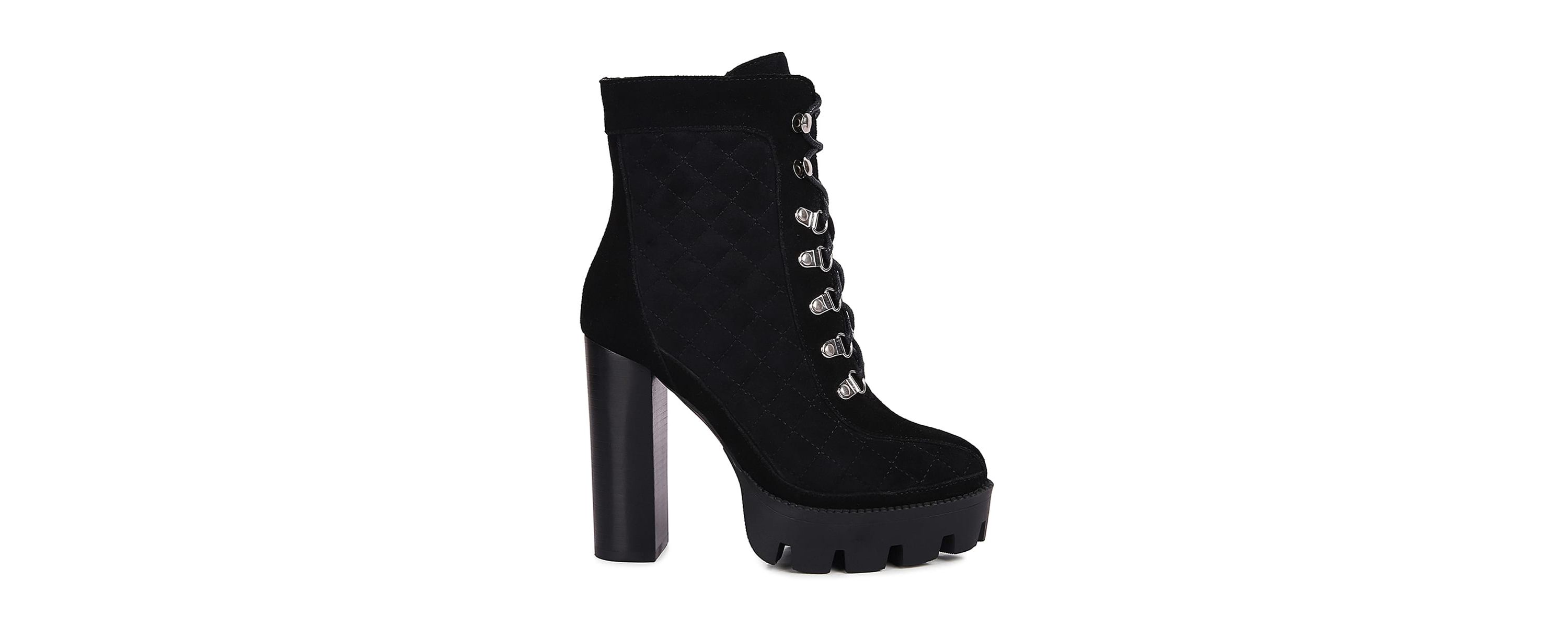 Yoko Fine Suede Quilted Ankle Boots