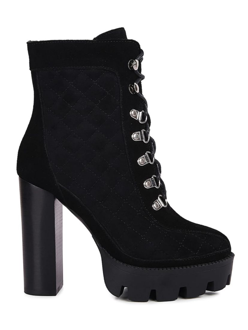 Yoko Fine Suede Quilted Ankle Boots