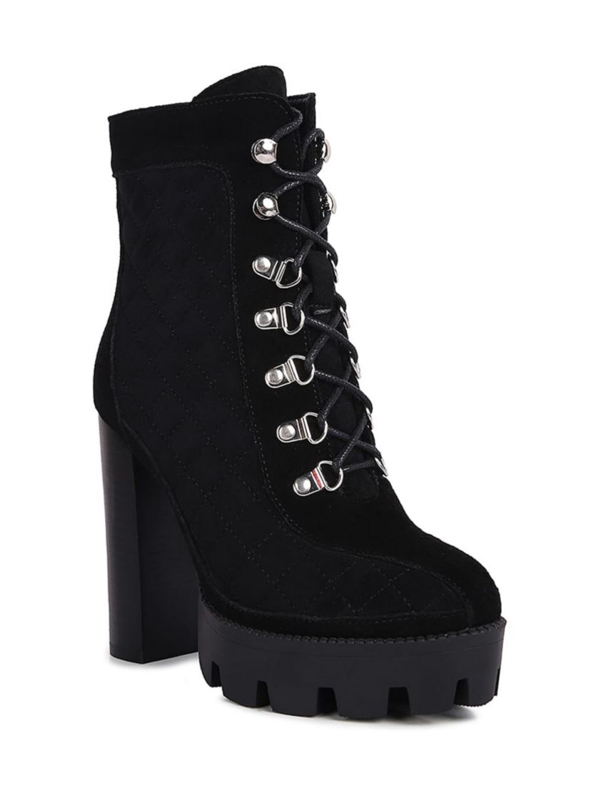 Yoko Fine Suede Quilted Ankle Boots