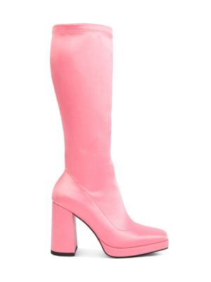 Rag&Co Women's Presto Stretchable Satin Long Boot, Pink, 5M