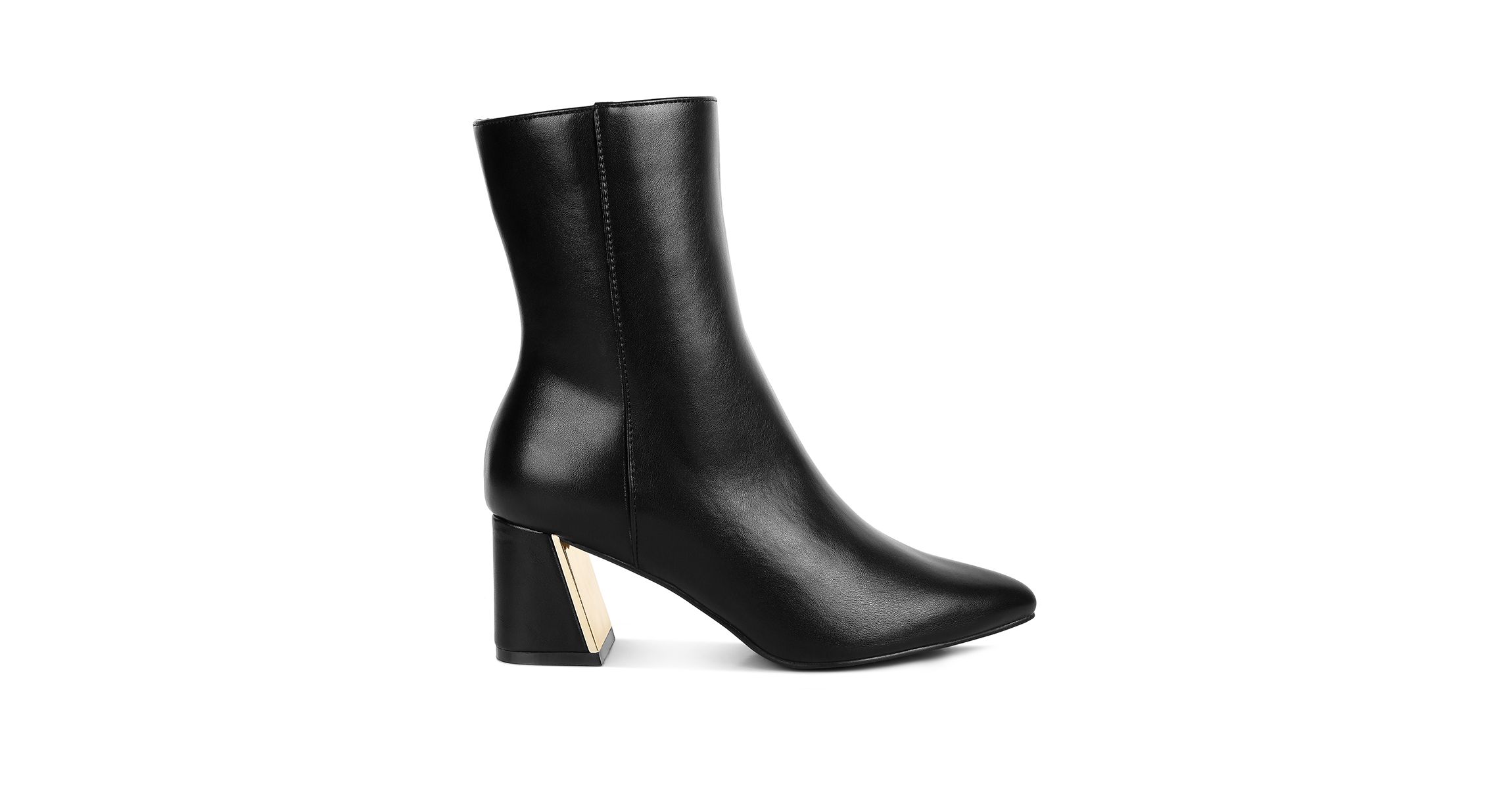 Kaira Metallic Accent Heel High Ankle Boots