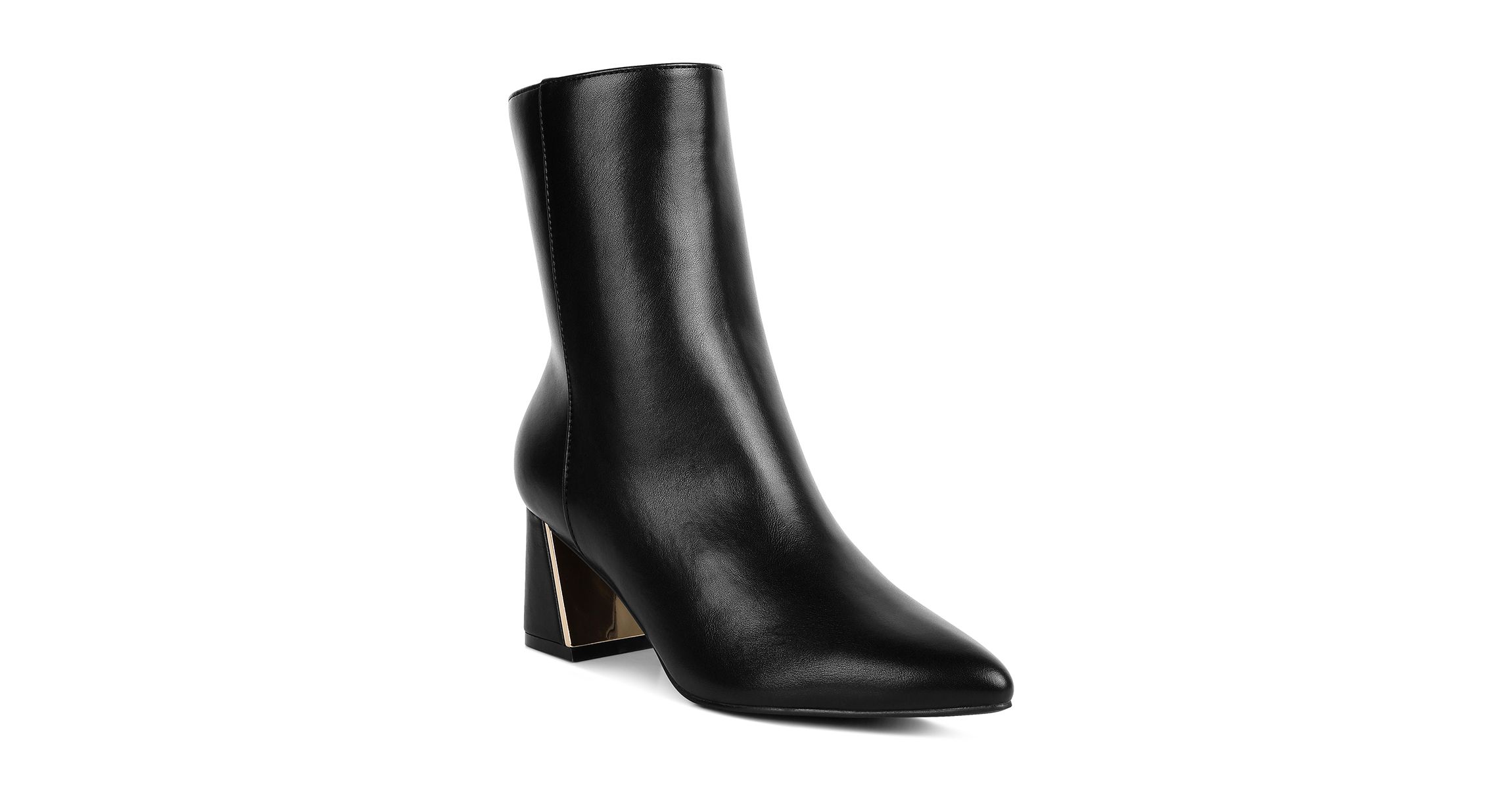 Kaira Metallic Accent Heel High Ankle Boots