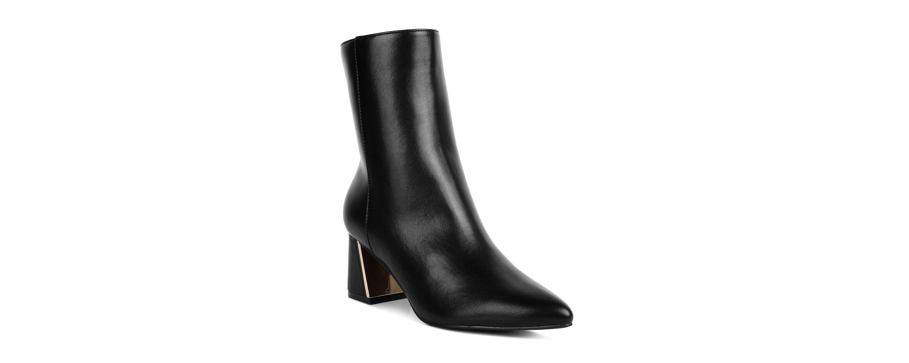 Kaira Metallic Accent Heel High Ankle Boots