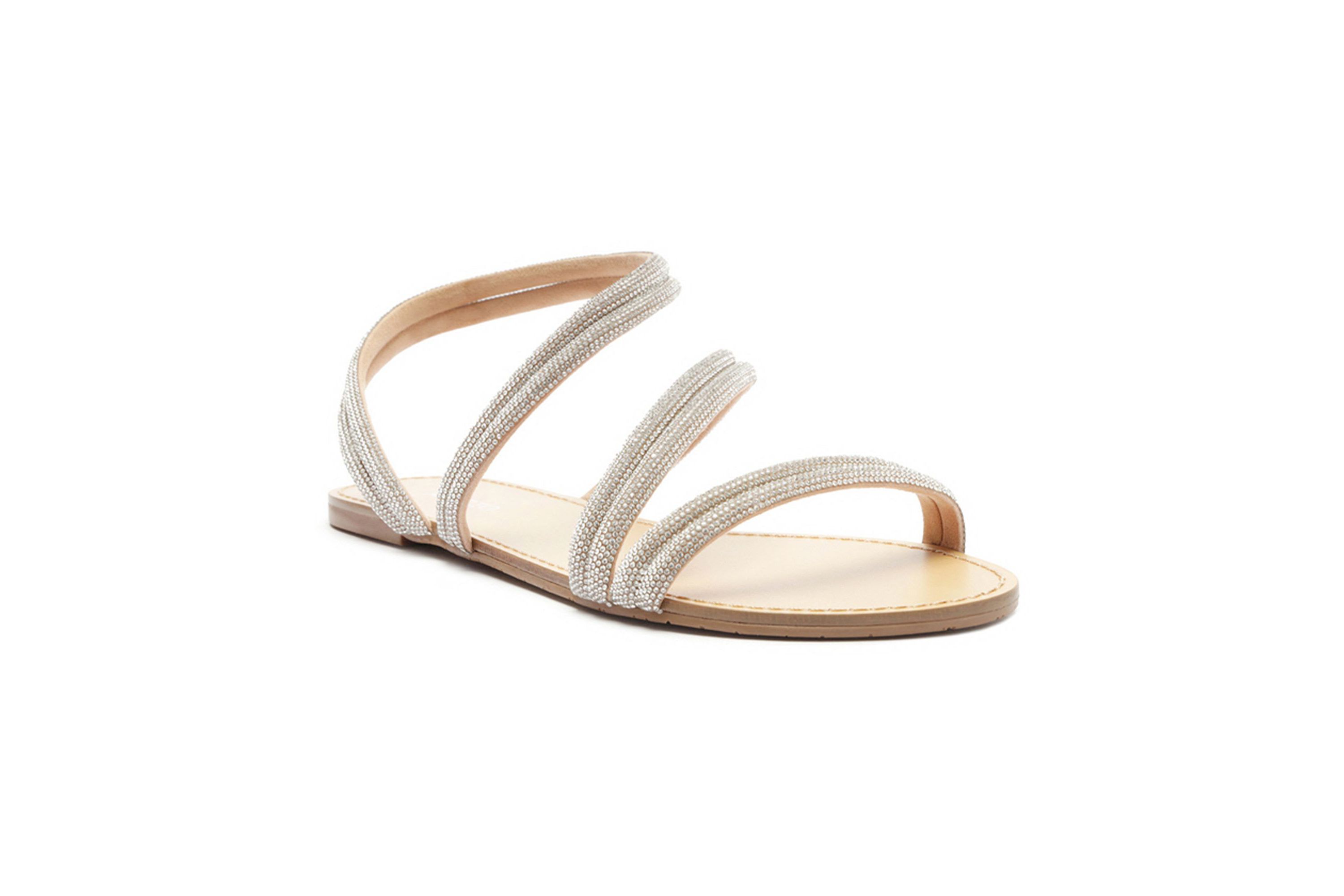 Womens Mikayla Rhinestone Flat Sandal