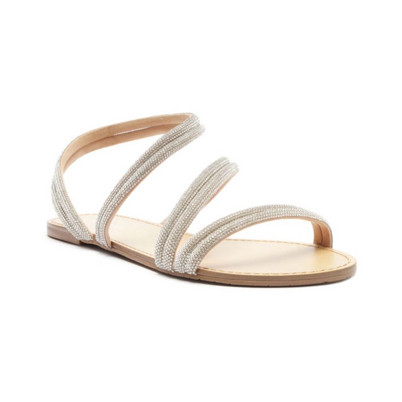 Womens Mikayla Rhinestone Flat Sandal