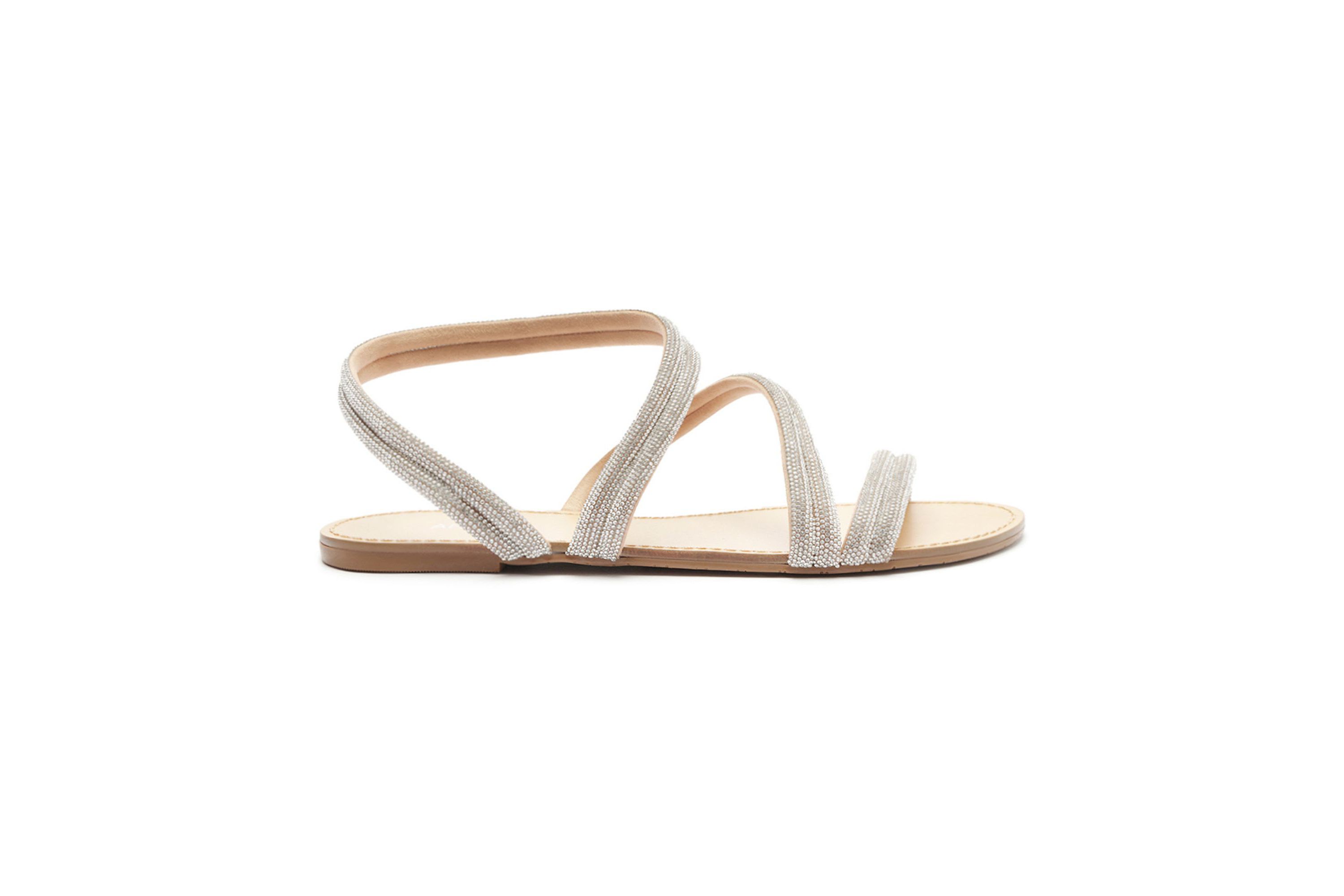 Womens Mikayla Rhinestone Flat Sandal