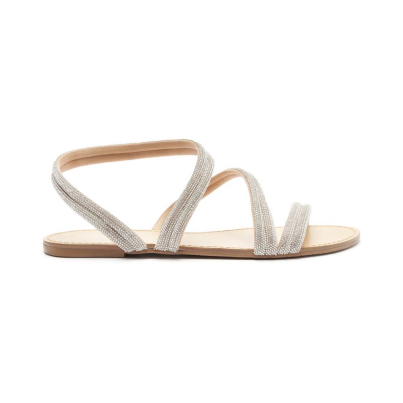 Womens Mikayla Rhinestone Flat Sandal