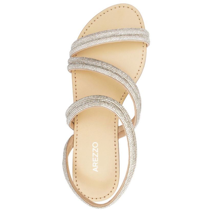 Womens Mikayla Rhinestone Flat Sandal