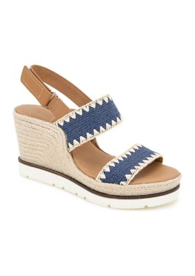 Gentle Souls by Kenneth Cole Women's Evora Wedge Sandals, Navy Blue, 8M