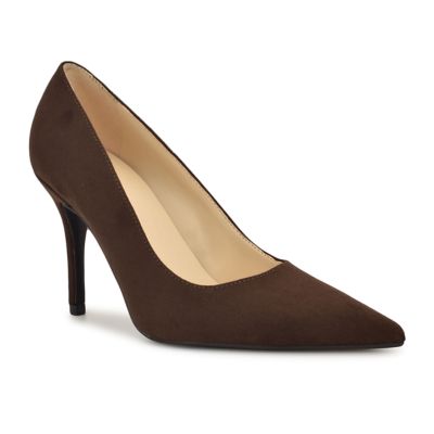 Nine West Women's Gines Pointy Toe Slip-on Dress Pumps, Dark Brown, 12M