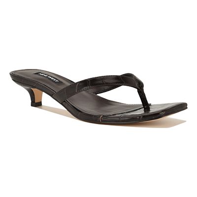 Nine West Women's Cassa Kitten Heel Slip-on Dress Sandals, Dark Brown, 6M