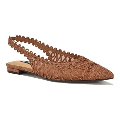 Nine West Women's Jovias Pointy Toe Slingback Dress Flats, Dark Brown, 9M