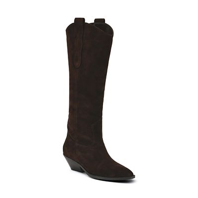 Nine West Women's Asken Block Heel Western Dress Boots, Dark Brown, 9M