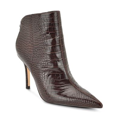 Nine West Women's Gesabel Pointy Toe Dress Ankle Booties, Dark Brown, 9.5M