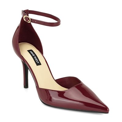 Nine West Women's Graysin Two-Piece Pointed Toe Dress Pumps, Red, 5.5M