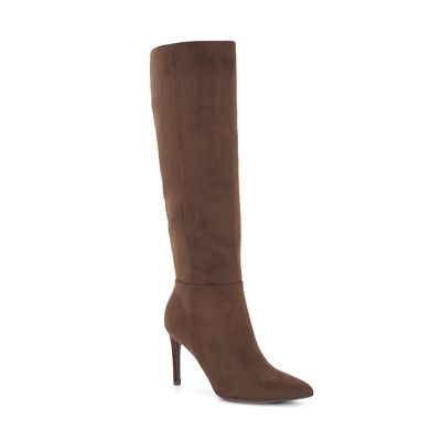 Nine West Women's Reeko Wide Calf Pointy Toe Dress Boots, Dark Brown, 12M