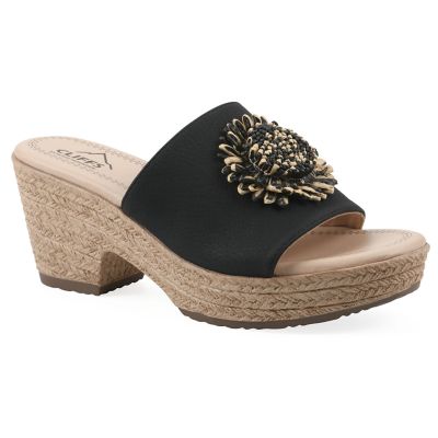 Cliffs by White Mountain Women's Birkley Wedge Sandal, Black, 11M