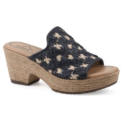 Cliffs by White Mountain Women's Bizzie Wedge Sandal, Blue, 9.5M