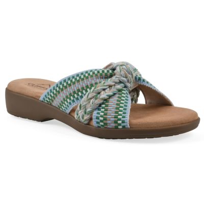 Cliffs by White Mountain Women's Blinding Slide Sandal, Green, 7.5M