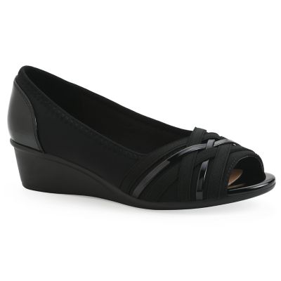 Cliffs by White Mountain Women's Boldest Peep Toe Wedge, Black, 7M