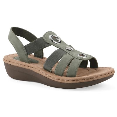 Cliffs by White Mountain Women's Casimir Mini Wedge Sandal, Sage, 10M