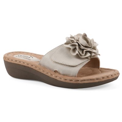 Cliffs by White Mountain Women's Casmyn Floral Mini Wedge Sandal - Wide Width, 11W
