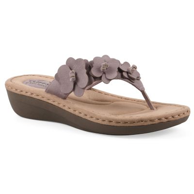 Cliffs by White Mountain Women's Cassilia Floral Mini Wedge Sandal - Wide Width, 8W