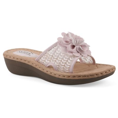 Cliffs by White Mountain Women's Chill 2 Wedge Slide Sandal - Wide Width, Pink, 11W