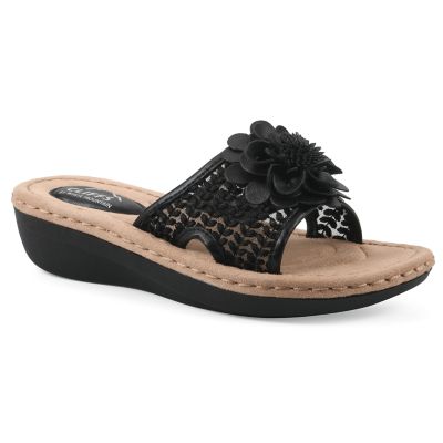 Cliffs by White Mountain Women's Chill 2 Wedge Slide Sandal, Black, 11M
